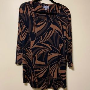 Tan and black design long sleeve top